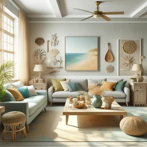 Dive into the depths of seaside color palettes! Learn how to choose the perfect hues that embody the tranquility and beauty of coastal living, enhancing your home with refreshing vibrancy. Coastal Vibes Aesthetic, Mid Century Coastal Style, Coastal Living Rooms Ideas, Mid Century Coastal, Aunt Flo, Coastal Living Magazine, Natural Palette, Coastal Living Rooms, Coastal Colors