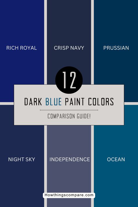 Looking to add a shade of blue paint color to your space? Discover these 12 dark blue paint colors and see how they compare to other colors. What matches with dark blue? Find out by learning more about these impressive blue paint colors! Cobalt Blue Room Ideas, Midnight Blue Paint Colors, Deep Blue Paint Colors, Indigo Paint Color, Dark Blue Wall Paint, Best Dark Blue Paint Colors, Royal Blue Paint Colors, Blue Feature Wall Living Room, Behr Blue Paint