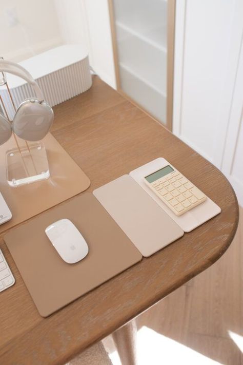 Desktop Accessories - Teresa Caruso | office accessories, home office, work from home, tech gadgets, iphone accessories Neutral Office Decor, Home Office Neutral, Office Filing System, Cute Cubicle, Cubicle Accessories, Teresa Caruso, Desk Organisation, Office Chair Accessories, Cute Office Decor