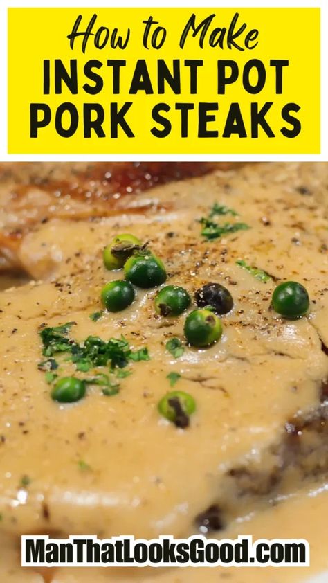 Instant Pot Pork Steaks Pork Steaks In Instant Pot, Instapot Meat Recipe, Swiss Steak Instant Pot, Instapot Pork Steaks, Pork Shoulder Steak Recipes Instant Pot, Pork Steak Recipes Instant Pot, Instant Pot Pork Steaks, Pork Steak Instant Pot, Instant Pot Pork Chops Boneless