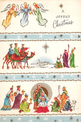 Vintage Christmas Card Nativity Images, Vintage Nativity, Christmas Illustrations, Vintage Christmas Card, Old Cards, Vintage Christmas Images, Mid Century Christmas, Christmas Labels, Religious Christmas