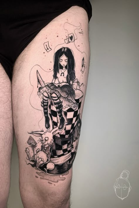 Illusion Tattoo, American Mcgee’s Alice, American Mcgee, Optical Illusion Tattoos, Illusion Tattoos, Optical Illusion Tattoo, Madness Returns, Bunny Tattoos, Alice Madness Returns