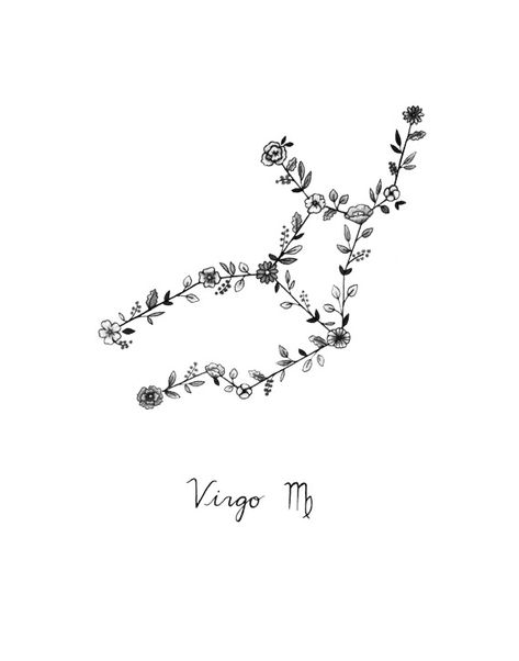 Virgo Constellation Flower Tattoo, Floral Virgo Tattoo, Virgo Queen, Virgo Tattoo Designs, Tattoos For Women Small Meaningful, Matching Tats, Virgo Tattoo, Zodiac Tattoos, Memorial Tattoo