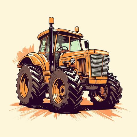 Tractor Vector, Tractor Logo, Tractor Art, Tractor Loader, Farm Art, Swag Cartoon, Factory Design, Heavy Machinery, John Deere Tractors