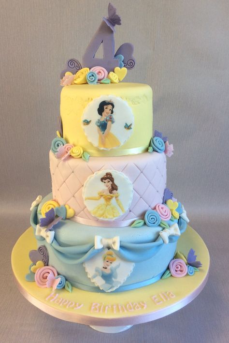 3 tier Pastel Colours Disney Princess birthday cake 3 Tier Disney Princess Cake, 3 Tier Princess Cake, Disney Princess Birthday Cake, Disney Princess Theme Birthday Party, Disney Princess Theme Party, Princess Theme Cake, Disney Princess Birthday Cakes, Mimi Birthday, Princess Castle Cake