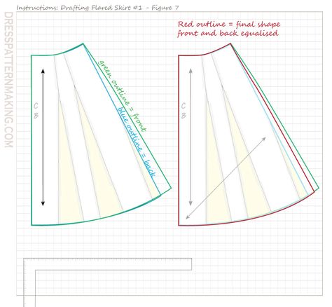 Flare Skirt Pattern Drafting, Flared Skirt Pattern, Long Flared Dress, Bias Skirt, Pattern Drafting, Flared Skirt, Skirt Pattern, Fitted Bodice, Flare Skirt