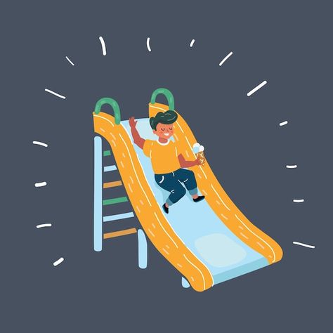 Children Playing Illustration, Slide Illustration, Playground Slide, Children Playing, Psd Icon, Kids Slide, Design Graphique, Vector Photo, Happy Hour