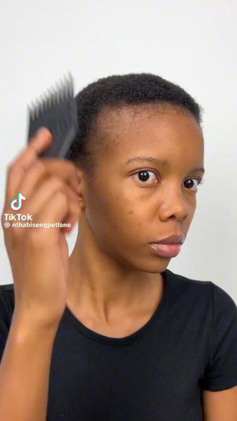 Curly slicked bun tutorial on 4C short hair, baby hairs 4c Short Hair, 4c Natural Hairstyles Short, Natural Hair Ponytail, Natural Hair Haircuts, Cornrows Natural Hair, Short Afro Hairstyles, Short Hair Ponytail, Short Natural Curly Hair, Natural Hair Bun Styles