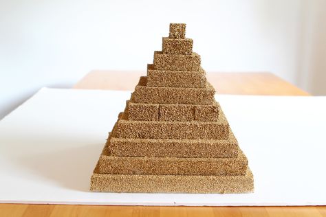 How to Make a Styrofoam Pyramid Styrofoam Pyramid Project, Diy Pyramid, Cardboard Pyramid How To Make, Diy Egyptian Pyramid School Projects, Pyramid Project Ideas, 3d Egyptian Pyramid Project, Pyramid School Project, Pyramid Model, 3d Pyramid