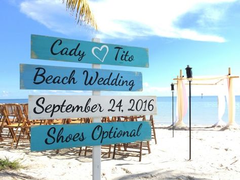 Wedding Decor Beach, Wedding Direction Signs, Beach Wedding Signs, Wedding April, Wedding Directions, Destination Wedding Decor, Dream Beach Wedding, Beach Sign, Wood Wedding Signs