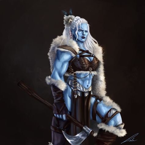 ArtStation - Isella Frost giant DnD Jötunn Giant Female, Ice Giant Art, Female Storm Giant, Frost Giant Dnd, Frost Giant Art, Frost Giant Female, White Witch Costume, Cloud Giant, Frost Giants