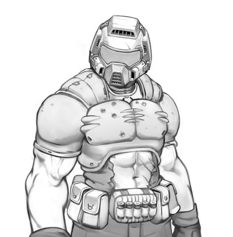 Doom Guy, Helmet Drawing, Doom 2016, Doom Slayer, Doom Game, Classic Tattoo, Digital Portrait Art, Guy Drawing, Picture Search