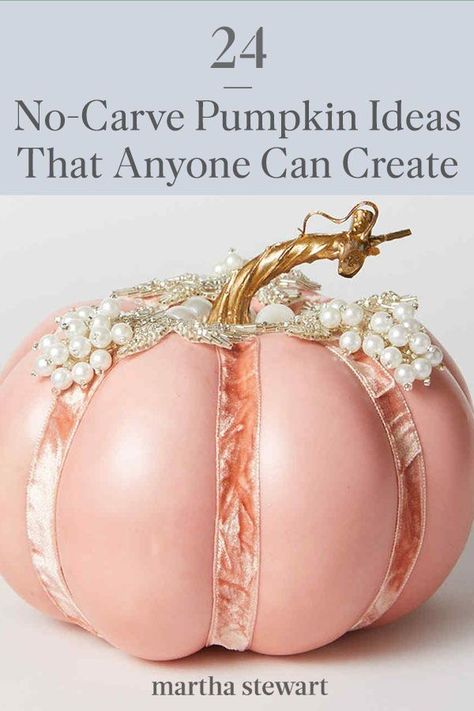 These are some of our favorite no-carve pumpkin decorating ideas that are creative, crafty, and are easily done at the last minute. Plus, these projects only require minimal materials and a pumpkin or two. #marthastewart #pumpkins #diypumpkins #falldecor #halloween #pumpkindecoratingideas Best Pumpkin Carving, Pumpkin Painting Ideas Fall, Decorate A Pumpkin, Painting Ideas Fall, Pumkin Decoration, Pink Pumpkin Baby Shower, Princess Pumpkin, Pumpkin Uses, Pumpkin Carving Ideas