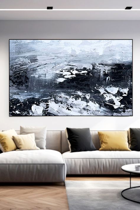 Abstract black and white original handmade painting with bold brushstrokes and textured layers for modern wall decor White Abstract Wall Art, Textured Layers, Abstract Black And White, Black And White Decor, Black And White Wall, Black And White Wall Art, White Wall Art, Black And White Abstract, White Wall