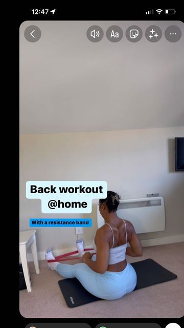 Coach Cherry on Instagram: "BACK WORKOUT AT HOME🏡 Sculpt your hourglass at home with just a resistance band ⌛️ Banded Seated Rows ⌛️Banded Lat Pulldown ⌛️Banded Bent over Rows 3x 10 each exercise, like save and share with a friend that wants to body recomp and build an hourglass. If you want to join my team and get fit thick with me from gym or home with my 1-1 customised coaching programs then DM me for more information." At Home Lat Pulldown, Lat Pulldown Exercises At Home, Body Recomp, Back Workout At Home, Women's Rowing, Fitness Band, Lat Pulldown, Back Exercises, Back Workout