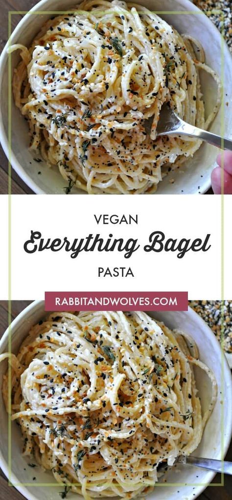 Everything Bagel Pasta, Everything Bagel Seasoning Recipes, Rabbit And Wolves, Pasta Seasoning, Cream Cheese Sauce, Everything Bagel Seasoning, Bagel Seasoning, Vegan Cream Cheese, Vegan Pasta