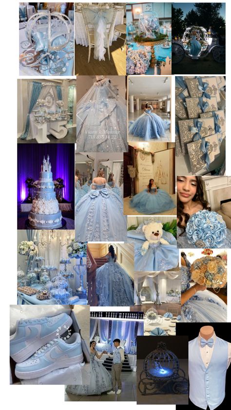 Baby Blue Quince, Cinderella Quince, Light Blue Quinceanera Dresses, Quince Pictures, Quince Themes, Quince Decorations, Blue Quince, Quinceanera Dresses Blue, Quince Dresses