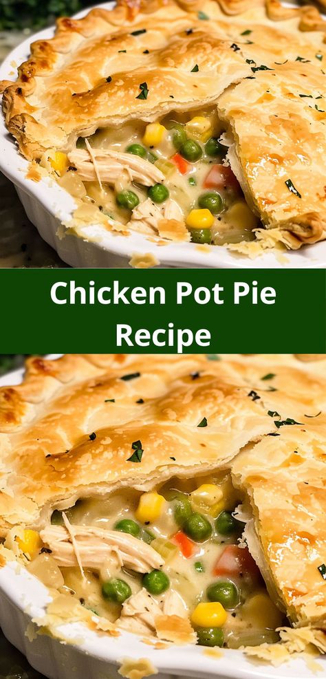 Chicken Pot Pie Puff Pastry, Pot Pie Puff Pastry, Puffy Pastry, Dumplings Chicken, Classic Chicken Pot Pie, Bisquick Chicken, Puff Pastry Chicken, Easy Chicken Pot Pie Recipe, Homemade Chicken Pot Pie