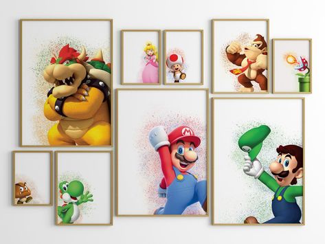 Mario Digital wall art, boys room Wall Decor, Color Splash, Video Game Room Poster, Boys print set of 9, Gaming room, white background Boys Gaming Bedroom Ideas, Boys Gaming Bedroom, Paw Patrol Room, Gaming Bedroom Ideas, Wall Art Boys Room, Boys Room Wall Decor, Wall Art Boys, Boys Room Wall Art, Poster Boys