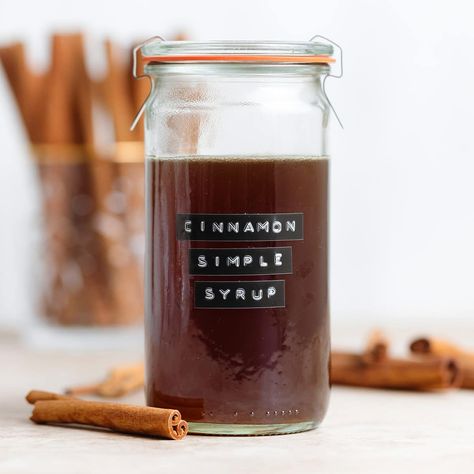 Cinnamon Simple Syrup Cinnamon Syrup Recipe, Thyme Simple Syrup, Baked Apple Oatmeal, Cinnamon Simple Syrup, Roasted Garlic Aioli, Coffee Matcha, Mint Simple Syrup, Cinnamon Syrup, Breakfast Appetizers