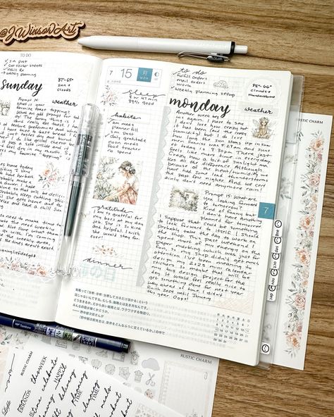 Happy Monday! Last week's spread and today's daily spread. Hopefully a great week ahead for everyone. 📜 @hobonichi_global Hobonichi cousin planner Stickers by @ilove2print and @designingliefdedgtl Watermark by @rees.designs #planning #journals #hobonichi #hobonichitecho #hobonichicousin #hobonichiavec #plannerstickers #plannerspread #planneraddict #bulletjournal #bujo #journaling #journal #planner #handwriting #bulletjournaling #calligraphy #lettering #plannercommunity #fillednotebooks Hobonichi Original Layout Ideas, Hobonichi Planner Cousin, Hobonichi Cousin Daily Layout Ideas, Hobonichi Cousin Layout Ideas, Hobonichi Cousin Daily Layout, Hobonichi Daily, Planner Handwriting, Hobonichi Ideas, Bujo Journaling