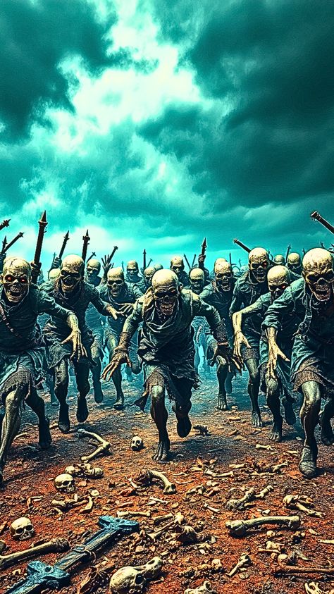 zombie lord is sending friends... can you survive?  #darkfantasy #fantasyart Zombie Horde, Undead Army, Zombie Army, Zombie Art, Fantasy Aesthetic, Fantasy Landscape, Dark Fantasy Art, Fantasy World, Dark Fantasy