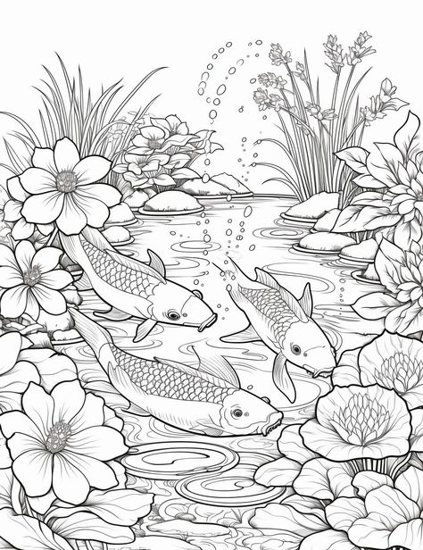 Finished Coloring Pages For Adults, Mandala Coloring Sheets, Coloring Sheets For Adults, Bujo Art, Colouring Sheets For Adults, Comfy Place, Koi Ponds, Adults Coloring, Flowers Coloring