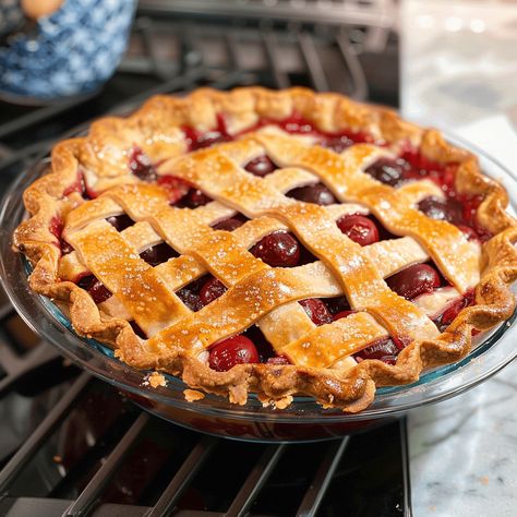 Classic homemade cherry pie with a flaky crust and sweet filling. Perfect for any occasion. Ready in 1 hour. Tart Cherry Pie Recipe, Fresh Cherry Pie Recipe, Cherry Pie Crust, Fresh Cherry Pie, Homemade Cherry Pie, Cherry Pie Filling Recipes, Christmas Cookies And Candy, Homemade Cherry Pies, Cherry Pies