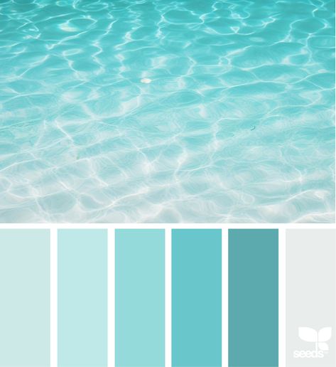 Design Seeds: Color Swim Turquoise Colour Palette, Beachy Paint Colors, Beach House Paint Colors, Inspiration Color Palettes, Color Thesaurus, Ocean Color Palette, Beach Color Palettes, Teen Rooms, Turquoise Color Palette