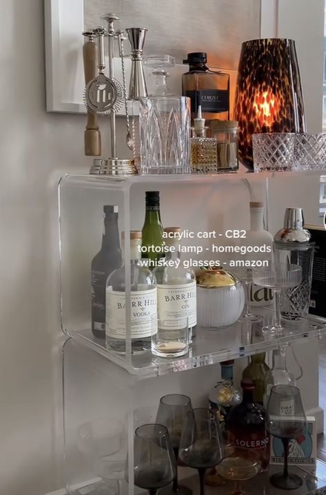 Bedroom Drink Station, Eclectic Bar Cart, Apartment Bar, Girly Apartments, Girly Apartment Decor, Home Bar Design, College House, House Essentials, Coffee Bar Home