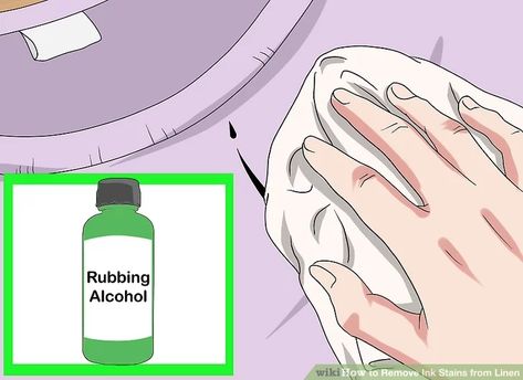 3 Ways to Remove Ink Stains from Linen - wikiHow Remove Ink Stains, Ink Stain Removal, Pen Stain, Liquid Laundry Detergent, Ink Stains, Dishwasher Detergent, Ink Stain, Rubbing Alcohol, Fort Collins