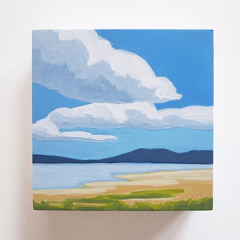 This is an original 6"x6" acrylic painting on a 1.5" deep white panel.  This painting is based on an early-spring day at Summer Lake in Southern Oregon.  Signed on the back my full name, the year, and the painting’s title Ready to hang Lake Painting Acrylic Easy, Painting Acrylic Easy, Impressionist Paintings Landscape, Art Supplies Gift, Paintings Landscape, White Panel, Lake Painting, Paris Summer, Full Name