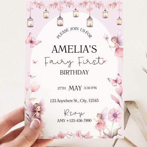 My Fairy First Birthday✨️💞 For all the little girls put there that want an enchanting, whimsical 1st birthday party this year! Our fairy garden invitation bundle will set the scene for your next magical birthday event 💖 #fairygarden #fairyinvitation #fairybirthday #1stbirthday #firstbirthday #fairyfirstbirthday My Fairy First Birthday, Fairy Party Invitations, Garden Invitation, Fairy Princess Party, Fairy Invitations, Fairy Theme, Pixie Fairy, Baby Birthday Themes, Magical Birthday