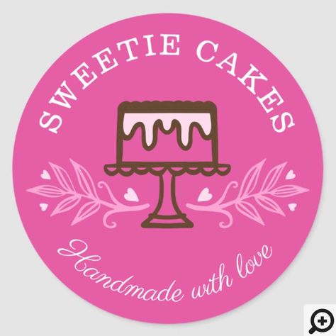 Bakery Sticker Design, Modern Cake Stand, Sweetie Cake, Ice Logo, Bakery Cake, Logo Pink, Cake Logo, Bakery Logo, Small Business Packaging