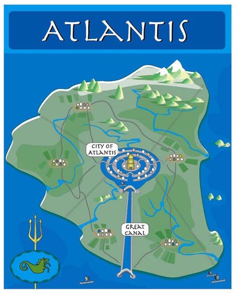 Another idea of what Atlantis MIGHT have looked like. Ancient Atlantis, Age Of Mythology, Fantasy City Map, Lost City Of Atlantis, Atlantis The Lost Empire, Dnd World Map, Fantasy World Map, Legends And Myths, Ancient Maps