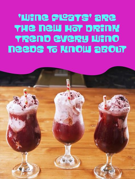 'Wine Floats' Are The New Hot Drink Trend Every Wino Needs to Know About Wine Float, Floats Drinks, Ice Cream Cocktails, Virgin Cocktails, Chocolate Fudge Sauce, Italian Drinks, Creamy Cocktails, Raspberry Ice Cream, Ice Cream Floats