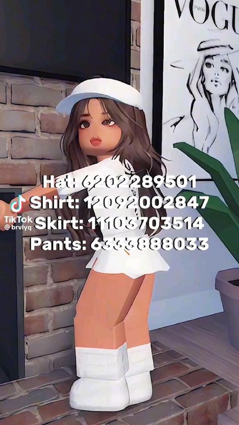 Brown Hair Roblox, Blocksburg Outfit Codes￼, Fancy Dress Code, Preppy Decal, Pic Code, Working Out Outfits, Black Hair Roblox, Aesthetic Roblox Royale High Outfits, Baddie Outfits Ideas