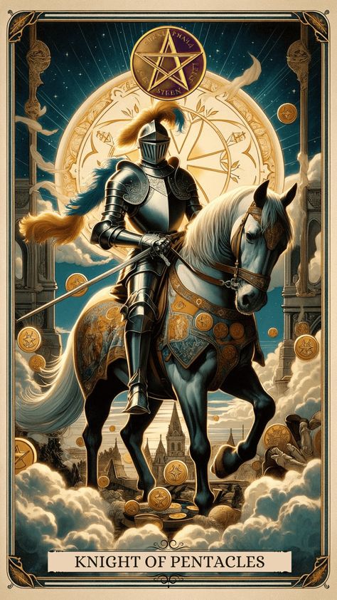 Unlock Knight of Pentacles Tarot Card Meaning: Diligence, reliability, and the pursuit of your goals with unwavering determination! 🏇🌟https://centerspirited.com/tarot/knight-of-pentacles-card-meaning/ Knight Of Pentacles Tarot Meaning, Knight Of Pentacles Tarot, Tarot Cards Decks Beautiful, Prisma Visions Tarot, Knight Of Pentacles, Kartu Tarot, 12 Cung Hoàng Đạo, Tarot Tattoo, Pentacles Tarot