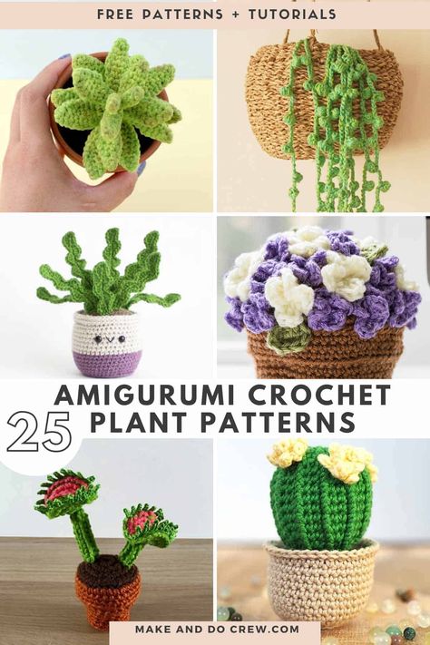 Crochet Plant Patterns, Crochet Succulent, Knit Slippers, Crochet Garden, Crochet Flowers Free Pattern, Crochet Cactus, Pola Amigurumi, Crochet Gratis, Crochet Plant