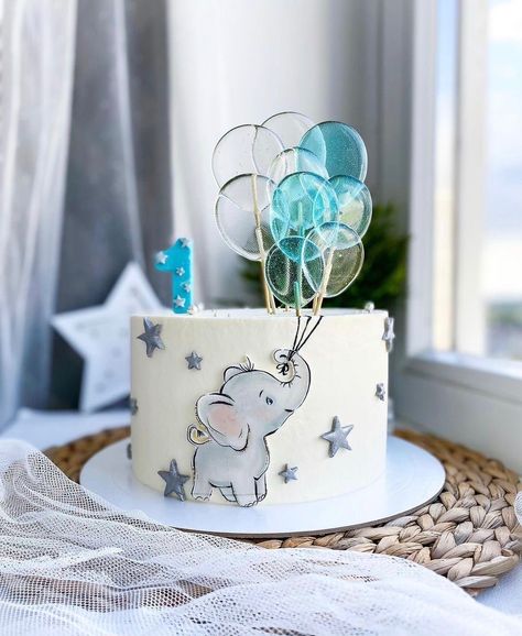 Baby Cake Design, Elephant Birthday Cakes, Baby Elephant Cake, Baby Shower Cake Designs, Elephant Birthday Party, Elephant Baby Shower Cake, Peanut Baby Shower, Pastel Baby Shower, Baby First Birthday Cake