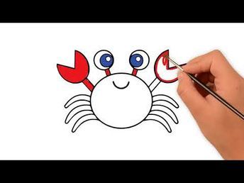 How to draw a Toy Crab  - How to draw funny cartoons How To Draw A Crab, Crab Drawing Easy, Crab Drawing Simple, Crab Drawing, Crab Cartoon, Ariel Drawing, Crab Art, Easy Drawings For Kids, Basic Drawing