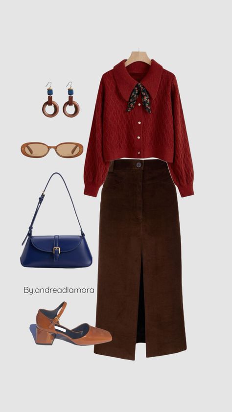 Outfits inspo, Mary jane schoes, midi skirt #midiskirt #maryjanes #outfitideas #outfitsinspo #vintagestyle #styleinspo #boardinspo Cottagecore Fits, Fall Aesthetic Outfit, 30s Fashion, Big Girl Fashion, Work Attire, Modest Outfits, Business Fashion, Daily Outfits, Aesthetic Clothes