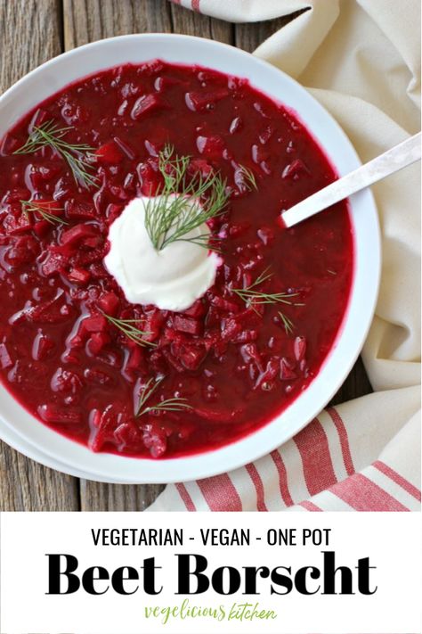 Vegetarian Borscht, Beet Borscht, Lentil Potato Soup, Borscht Recipe, Borscht Soup, Hearty Soup Recipes, Beet Soup, Vegetarian Soup, Vegan Soup