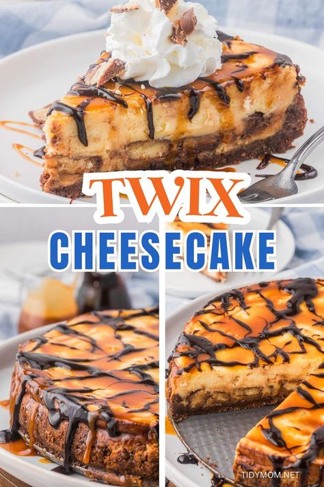 Twix Candy Bar Cheesecake Recipe Twix Recipe Desserts, Twix Dessert, Candy Bar Cheesecake, Twix Cheesecake Recipe, Dessert Potluck, Twix Candy Bar, Twix Cheesecake, Cheesecake Christmas, Aloa Vera