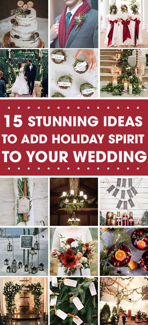 15 Festive Ideas To Add A Touch Of Christmas To Your Wedding! December Wedding Ideas, Vintage Christmas Wedding, Christmas Wedding Ideas, White Winter Wedding, Country Diy, December Wedding, Christmas On A Budget, Country Christmas, Christmas Wedding