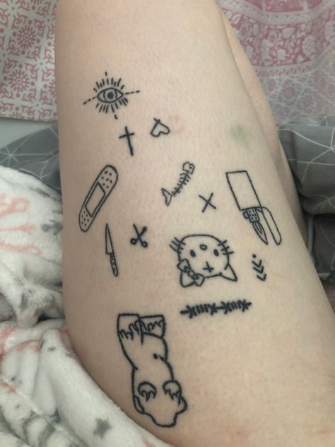 Tattoo art stick and pokes tattoo ideas Stick And Poke Tattoo Ideas Grunge, Alt Stick And Poke, Simple Alt Tattoos, Edgy Tattoo, Stick Poke Tattoo, Grunge Tattoo, Hello Kitty Tattoos, Pen Tattoo, Stick N Poke Tattoo