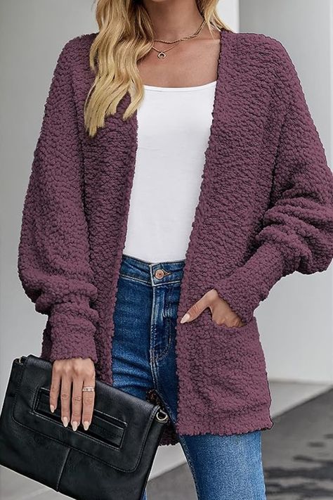 Get ready to snuggle up in style with these pretty fall cardigans! Discover our top picks on Amazon that are perfect for any casual winter outfit. From chic boho to cozy chunky, we've got your cardigan game on point. Popcorn Fabric, Pretty Cardigans, Fall Cardigans, Cute Comfy Outfits, Leggings Kids, Hottest Fashion Trends, Cardigan Fashion, Open Cardigan, Fall Wardrobe