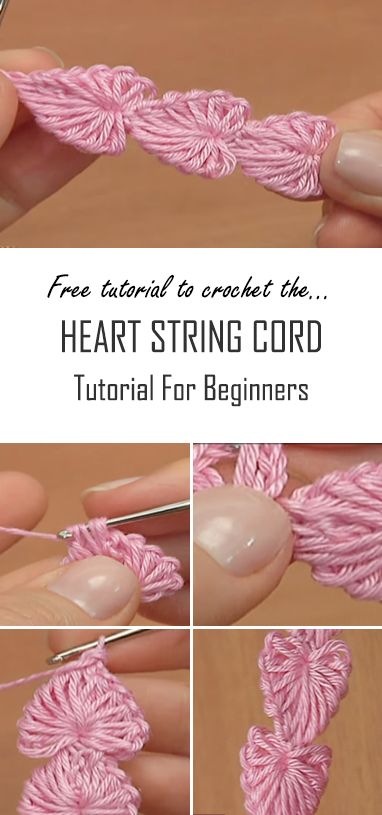 Crochet The Mini Hearts String Cord String Of Hearts, Modern Crochet Patterns, Crochet Plant, Learn How To Crochet, Heart Strings, Crochet Stitches Tutorial, Modern Crochet, Crochet Instructions, Crochet Heart