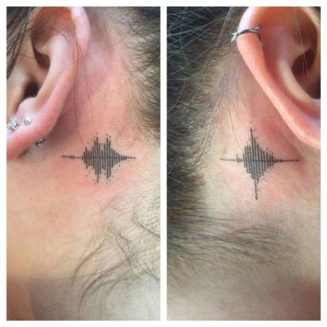 Sound waves are of her parents saying I love you.  Awesome tattoo by Bryan Blanco. Audio Tattoo, Voice Tattoo, Sound Wave Tattoo, Music Related Tattoos, Music Tattoo Ideas, Drum Tattoo, Lyric Tattoos, Awesome Tattoo, Guitar Tattoo