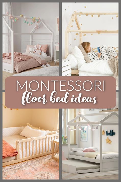 A Montessori floor bed encourages freedom and choice for kids. Find how and why to use a floor bed, plus floor beds to buy and DIY options. Floor Bed With Risers, Floor Bed Toddler Girl, Baby Floor Bed Ideas, Baby Floor Bed, Floor Bed Toddler, Kids Floor Bed, Montessori Floor Bed, Green Tips, Floor Bed